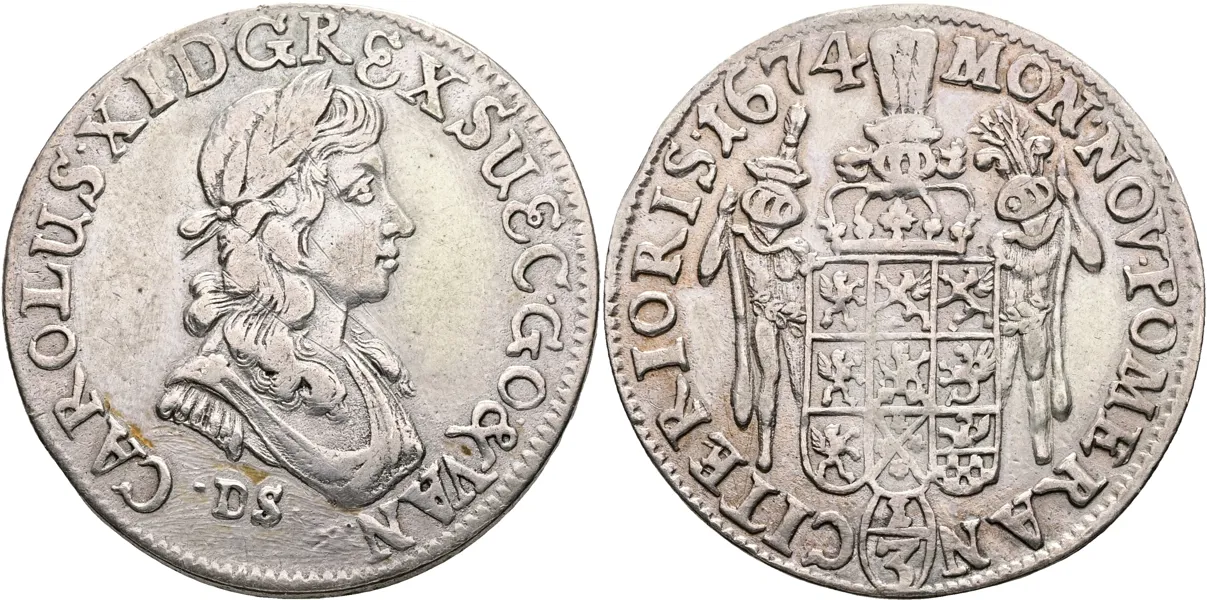 KARL XI (1660-1697). 1/3 taler 1674