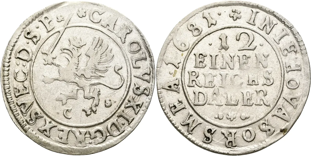 KARL XI (1660-1697). 1/12 taler 1681