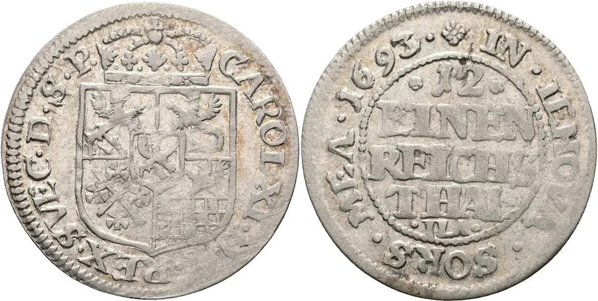 KARL XI (1660-1697). 1/12 taler 1693