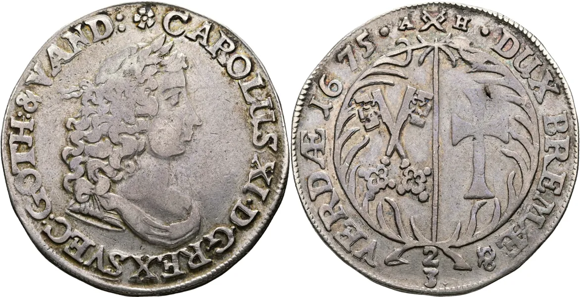 KARL XI (1660-1697). 2/3 taler 1675