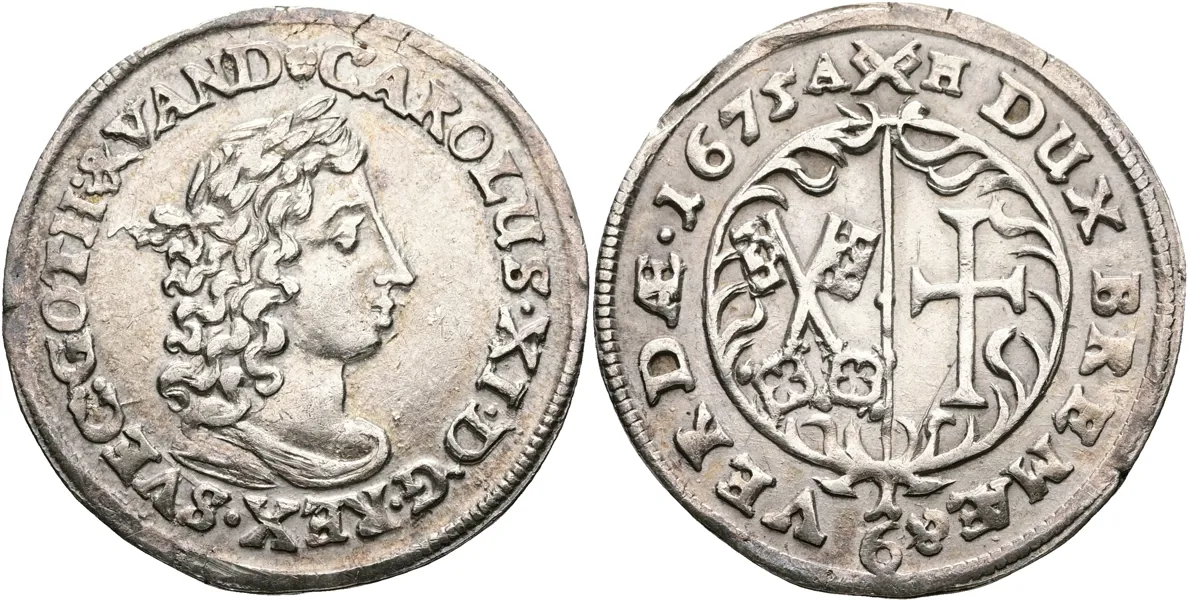 KARL XI (1660-1697). 1/6 taler 1675