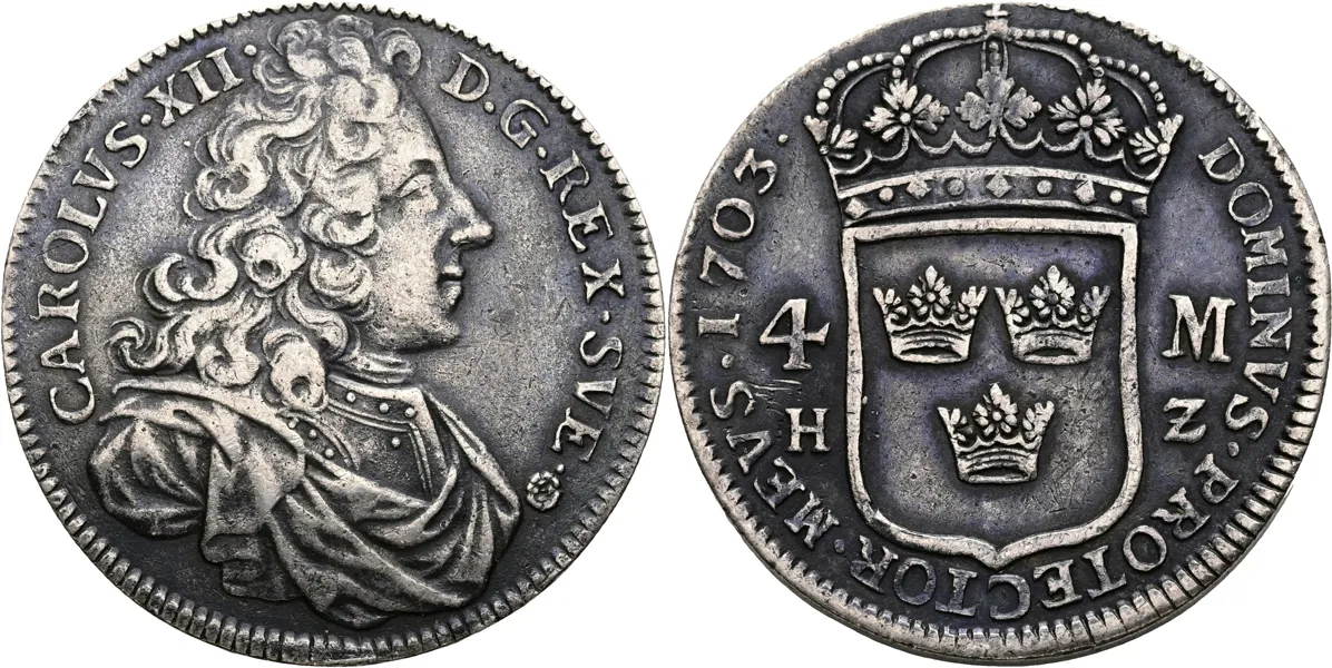 KARL XII (1697-1718). 4 mark 1703