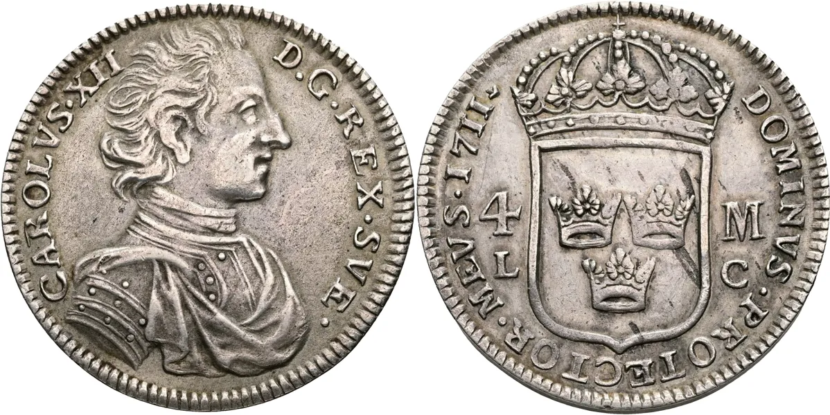 KARL XII (1697-1718). 4 mark 1711