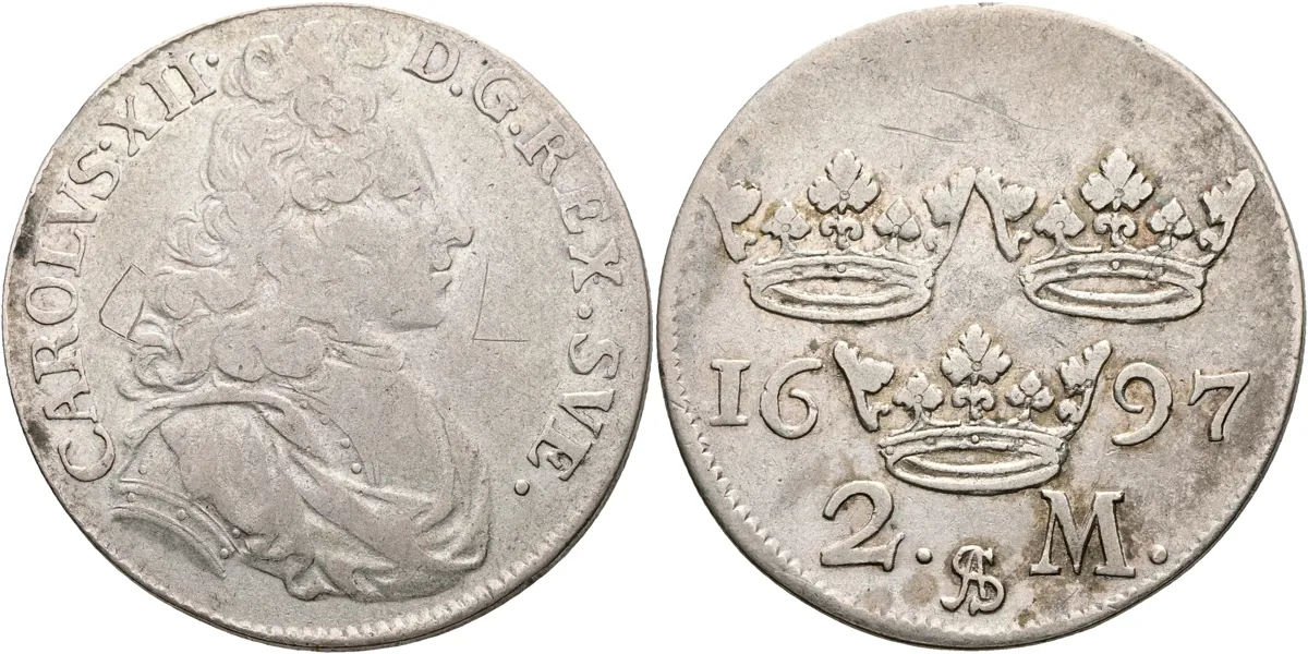 KARL XII (1697-1718). 2 mark 1697