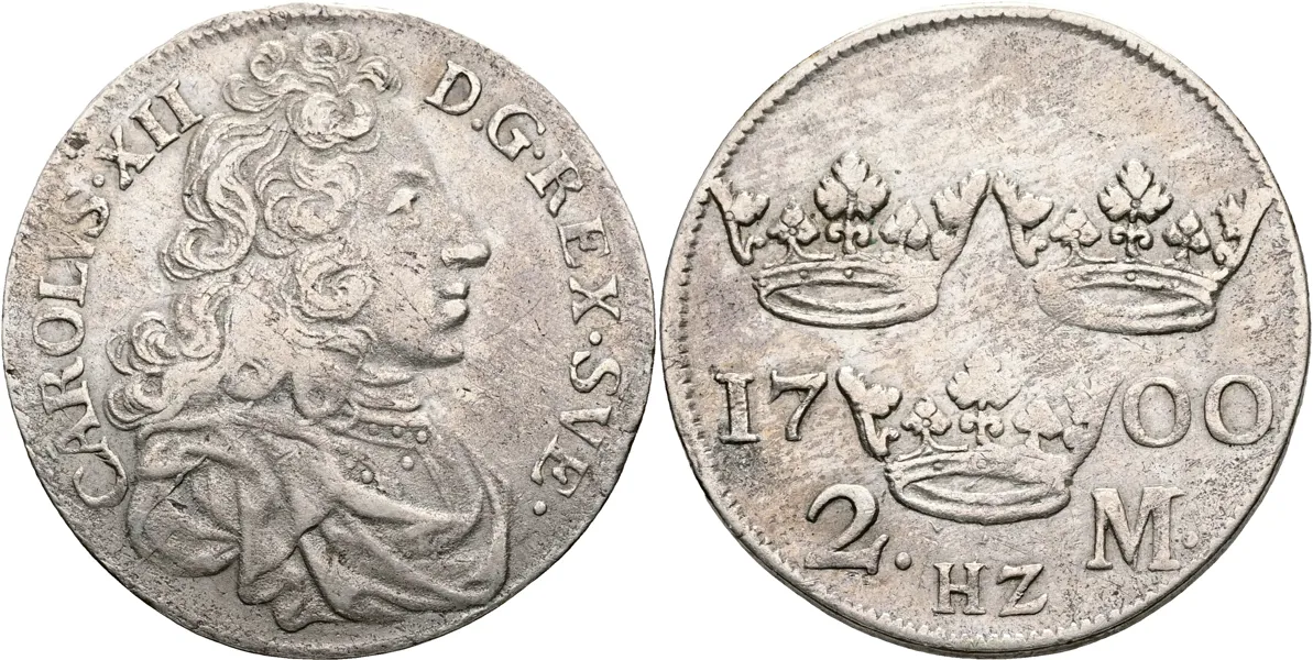 KARL XII (1697-1718). 2 mark 1700