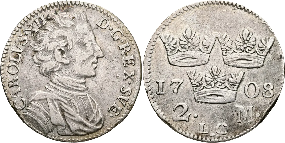 KARL XII (1697-1718). 2 mark 1708