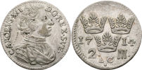 KARL XII (1697-1718). 2 mark 1714