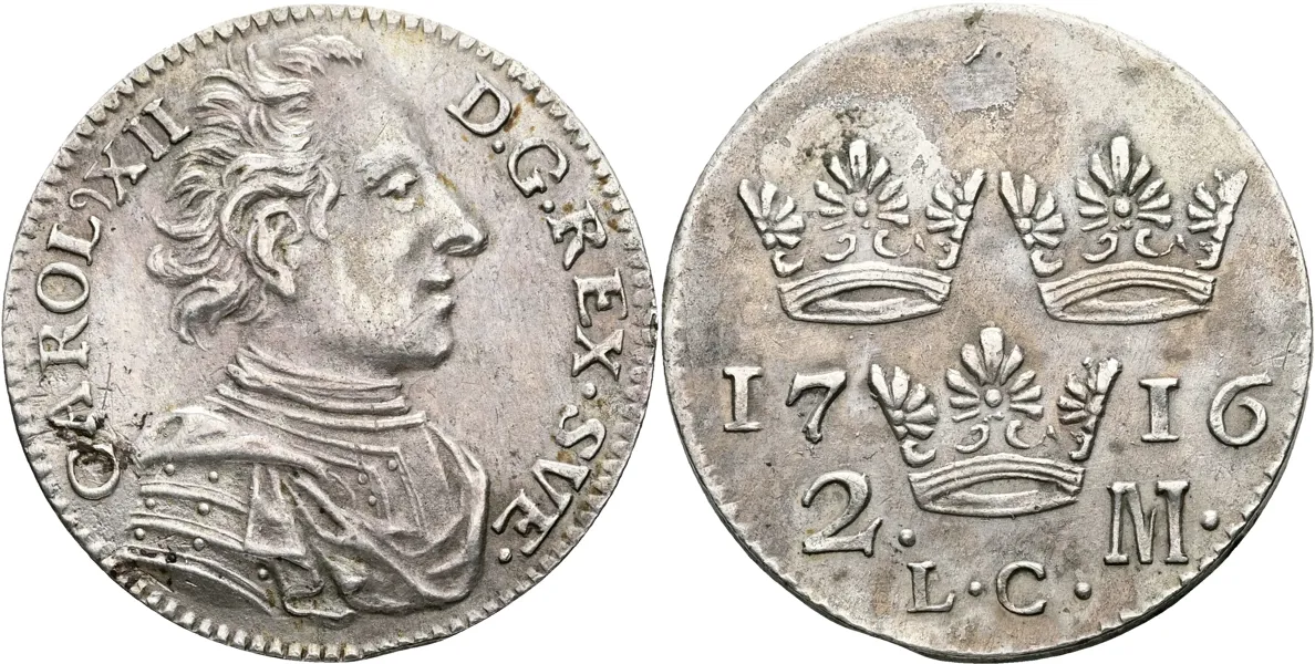 KARL XII (1697-1718). 2 mark 1716