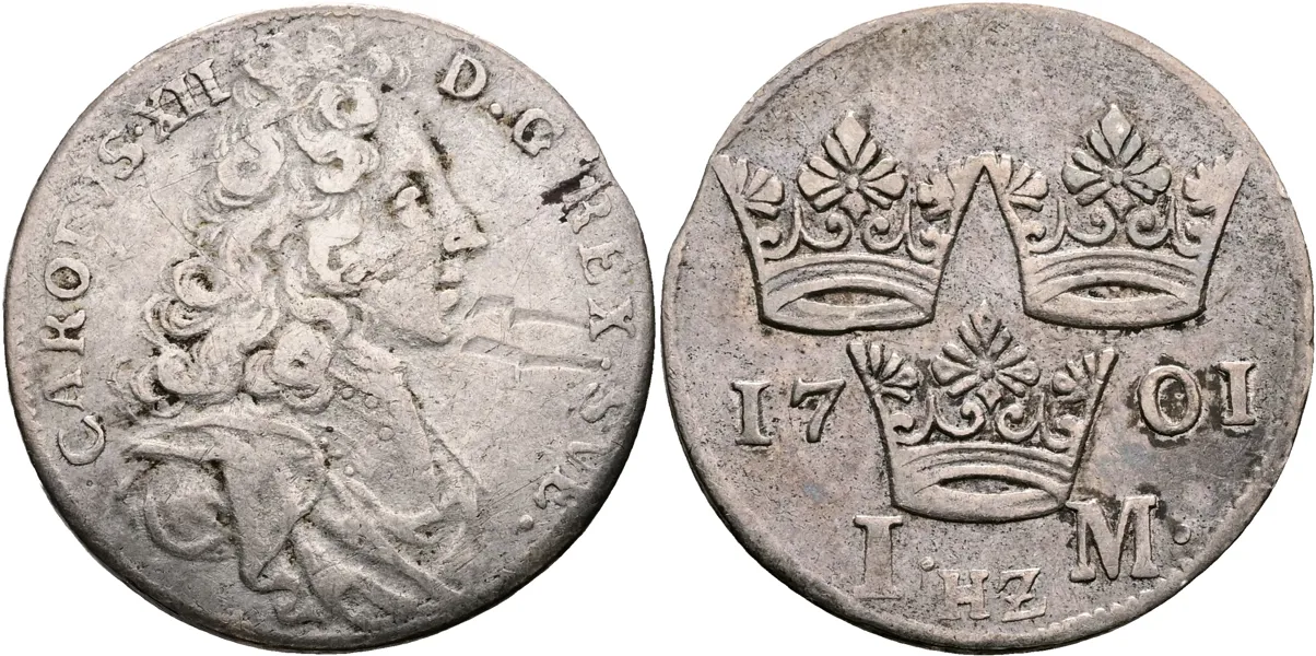 KARL XII (1697-1718). Mark 1701