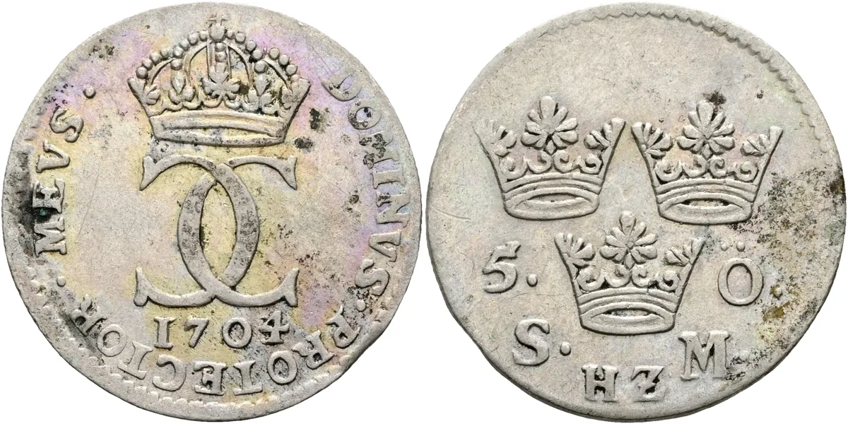 KARL XII (1697-1718). 5 öre 1704