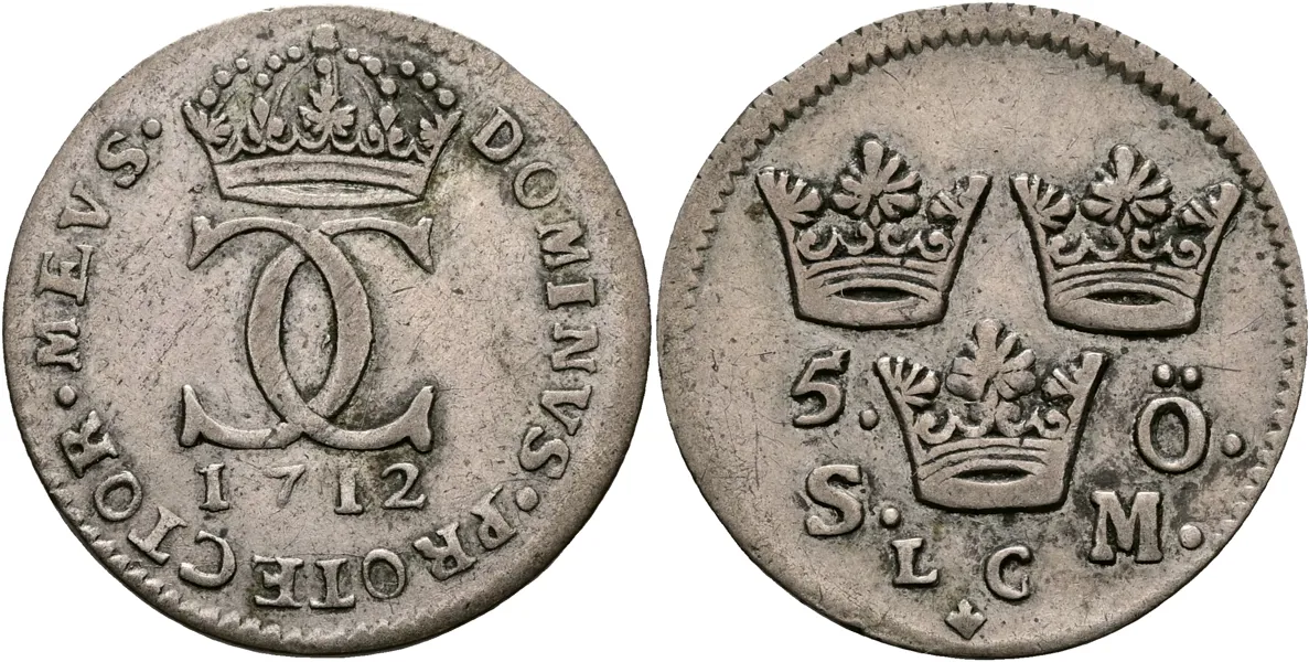 KARL XII (1697-1718). 5 öre 1712