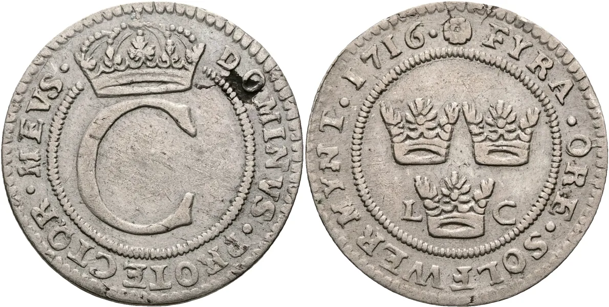 KARL XII (1697-1718). 4 öre 1716