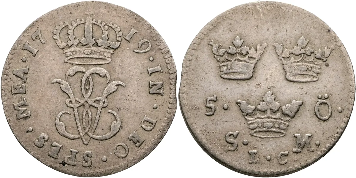 ULRIKA ELEONORA (1718-1720). 5 öre 1719