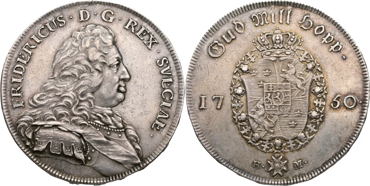 FREDRIK (1720-1751). Riksdaler 1750
