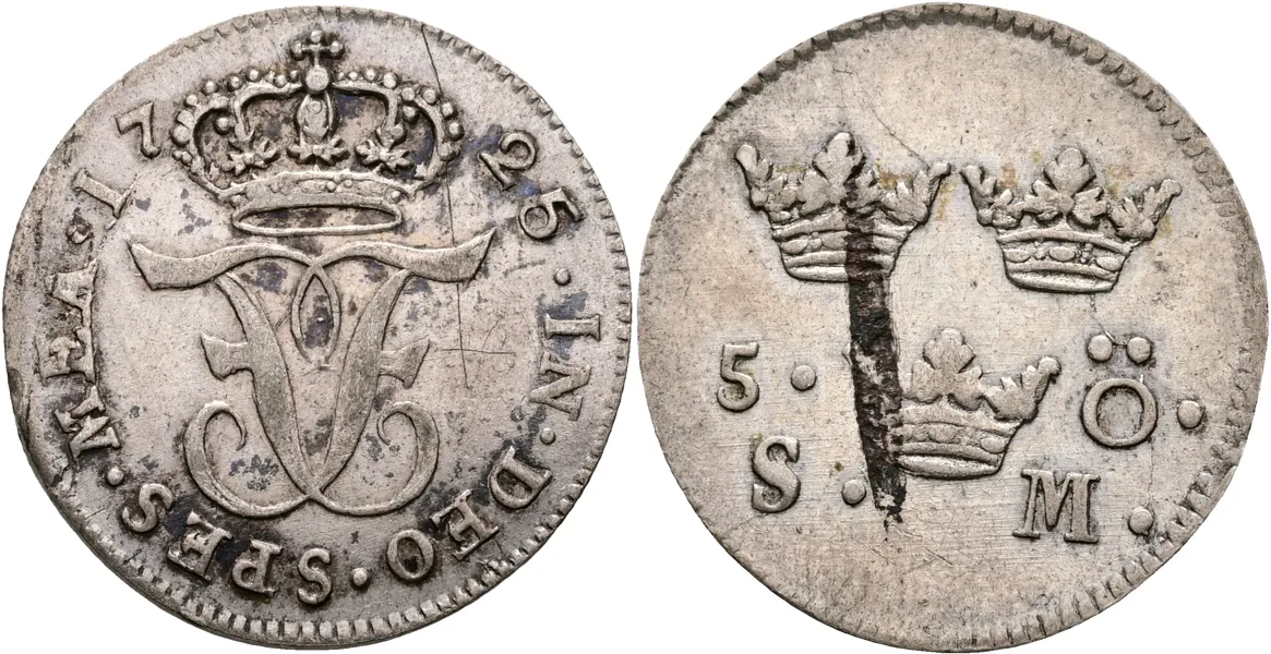 FREDRIK (1720-1751). 5 öre 1725