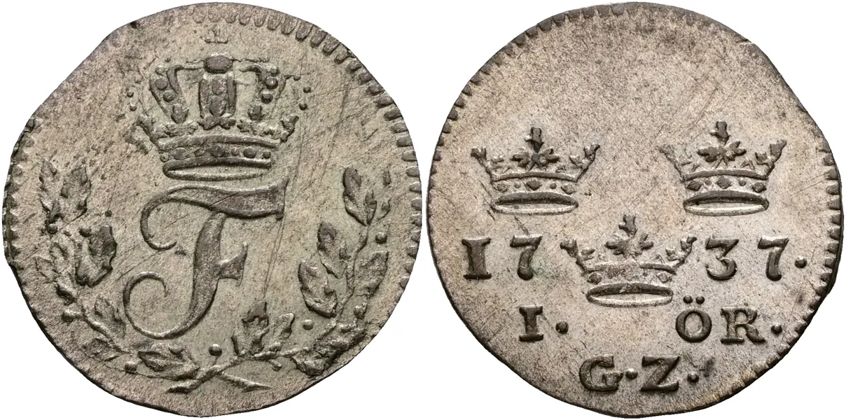 FREDRIK (1720-1751). Öre 1737