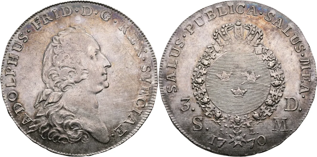 ADOLF FREDRIK (1751-1771). Riksdaler 1770