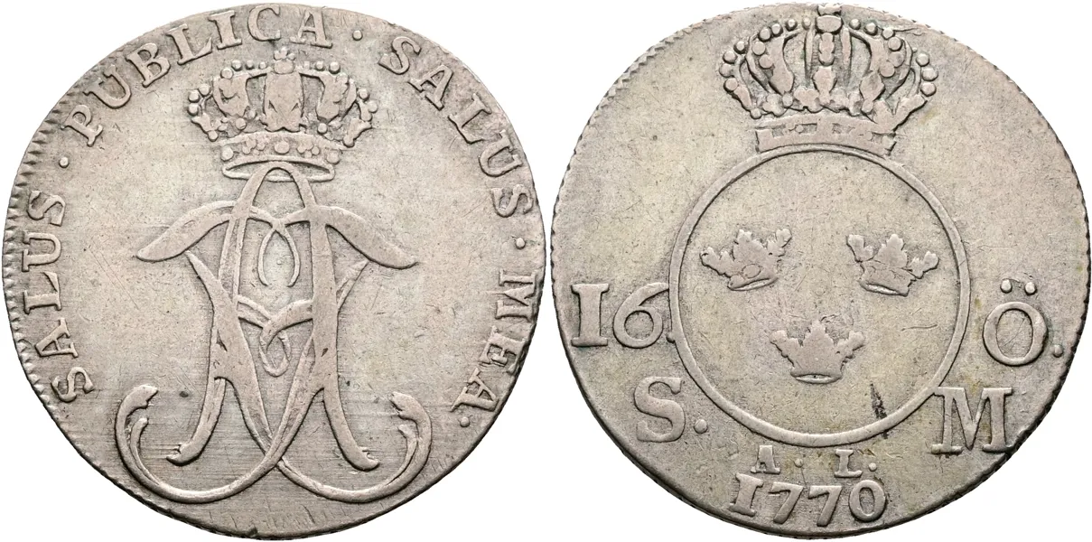 ADOLF FREDRIK (1751-1771). 16 öre SM 1770