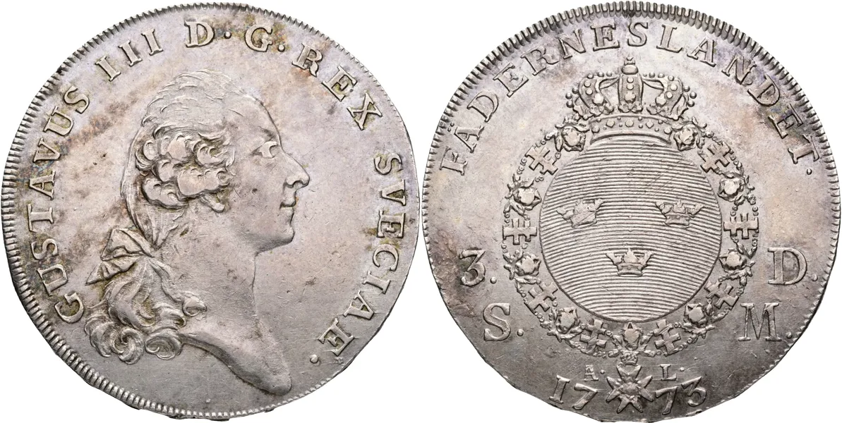 GUSTAV III (1771-1792). Riksdaler 1773