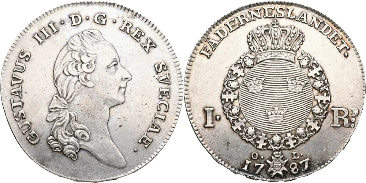 GUSTAV III (1771-1792). Riksdaler 1787