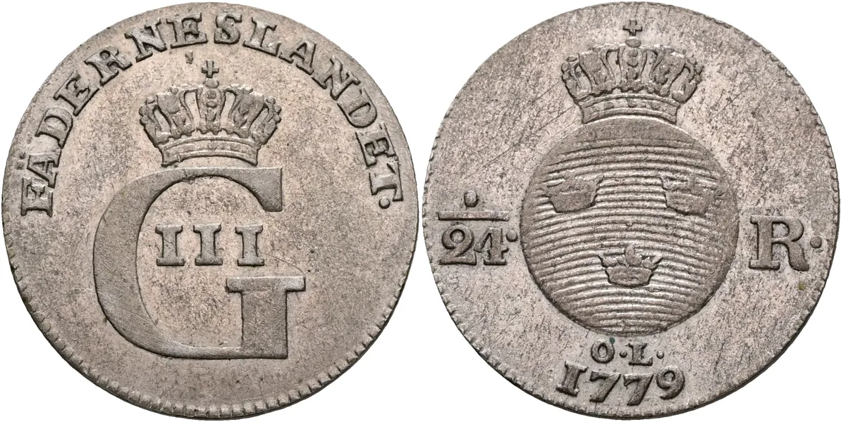 GUSTAV III (1771-1792). 1/24 riksdaler 1779