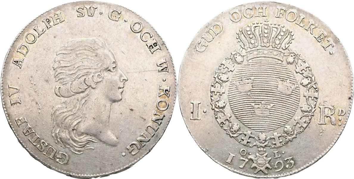 GUSTAV IV ADOLF (1792-1809). Riksdaler 1793