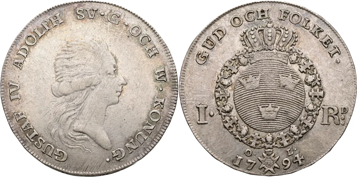GUSTAV IV ADOLF (1792-1809). Riksdaler 1794