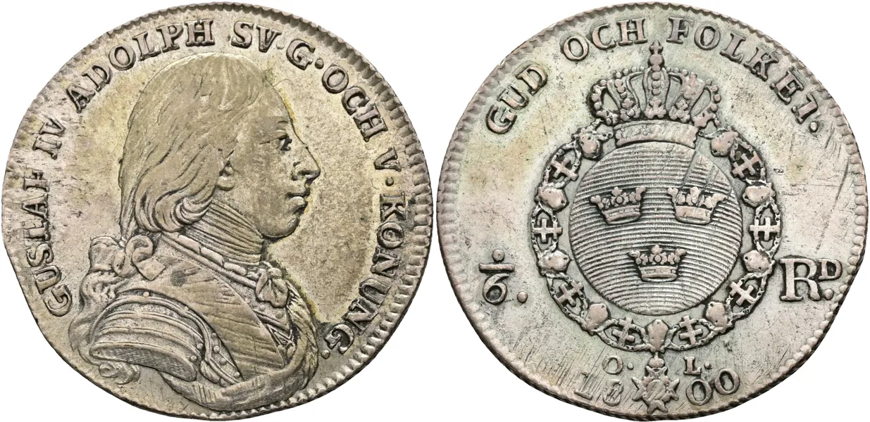 GUSTAV IV ADOLF (1792-1809). 1/6 riksdaler 1800