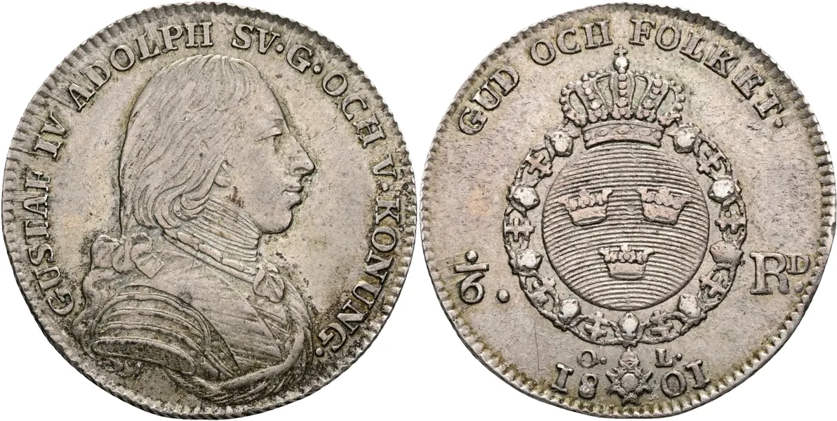 GUSTAV IV ADOLF (1792-1809). 1/6 riksdaler 1801