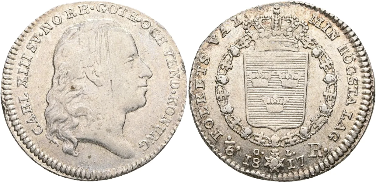 KARL XIII (1809-1818). 1/6 riksdaler 1817