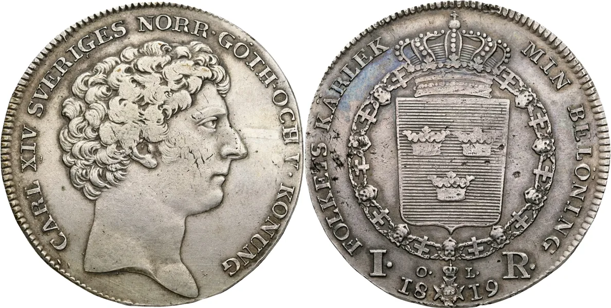 KARL XIV JOHAN (1818-1844). Riksdaler 1819