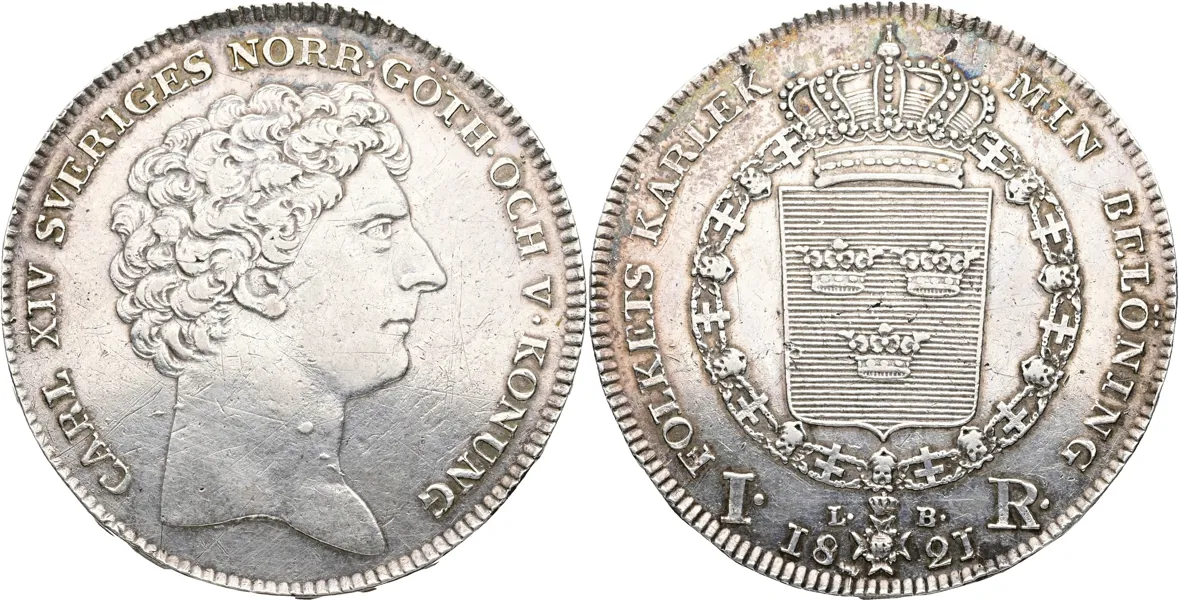 KARL XIV JOHAN (1818-1844). Riksdaler 1821
