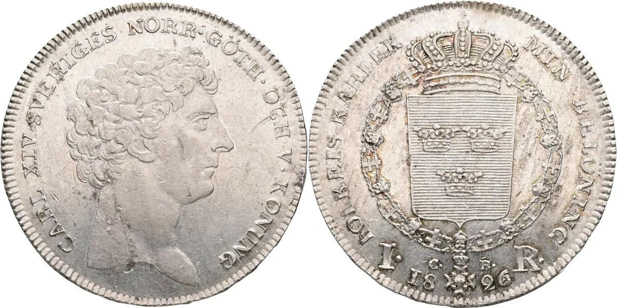 KARL XIV JOHAN (1818-1844). Riksdaler 1826