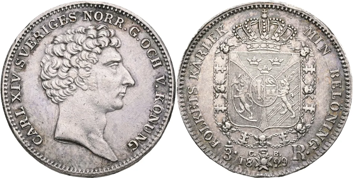 KARL XIV JOHAN (1818-1844). 1/3 riksdaler 1829