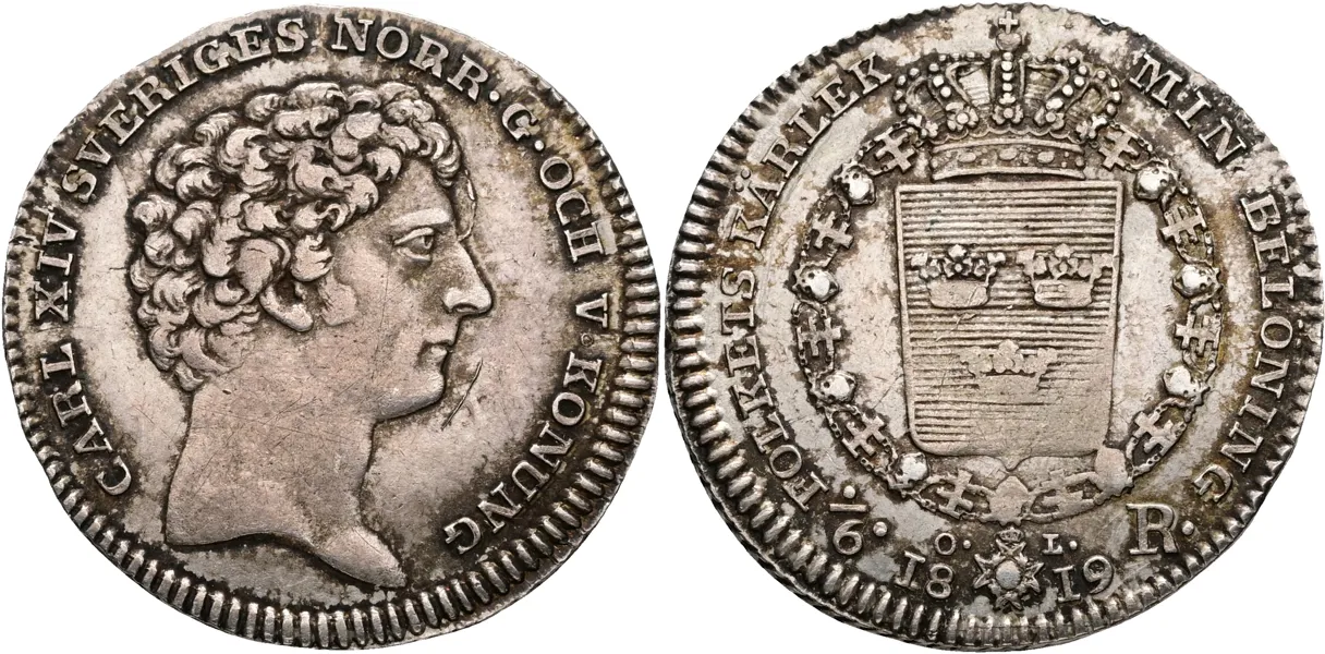 KARL XIV JOHAN (1818-1844). 1/6 riksdaler 1819