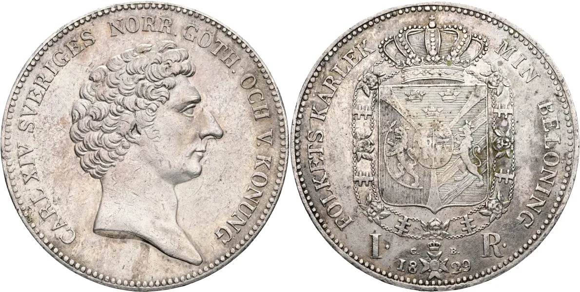 KARL XIV JOHAN (1818-1844). Riksdaler 1829