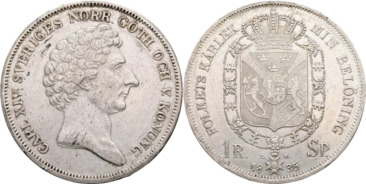 KARL XIV JOHAN (1818-1844). Riksdaler specie 1835