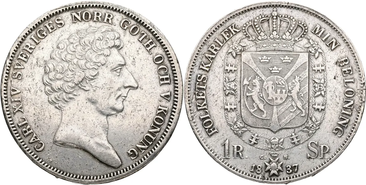 KARL XIV JOHAN (1818-1844). Riksdaler specie 1837