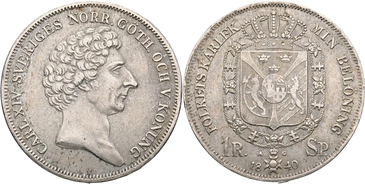 KARL XIV JOHAN (1818-1844). Riksdaler specie 1840