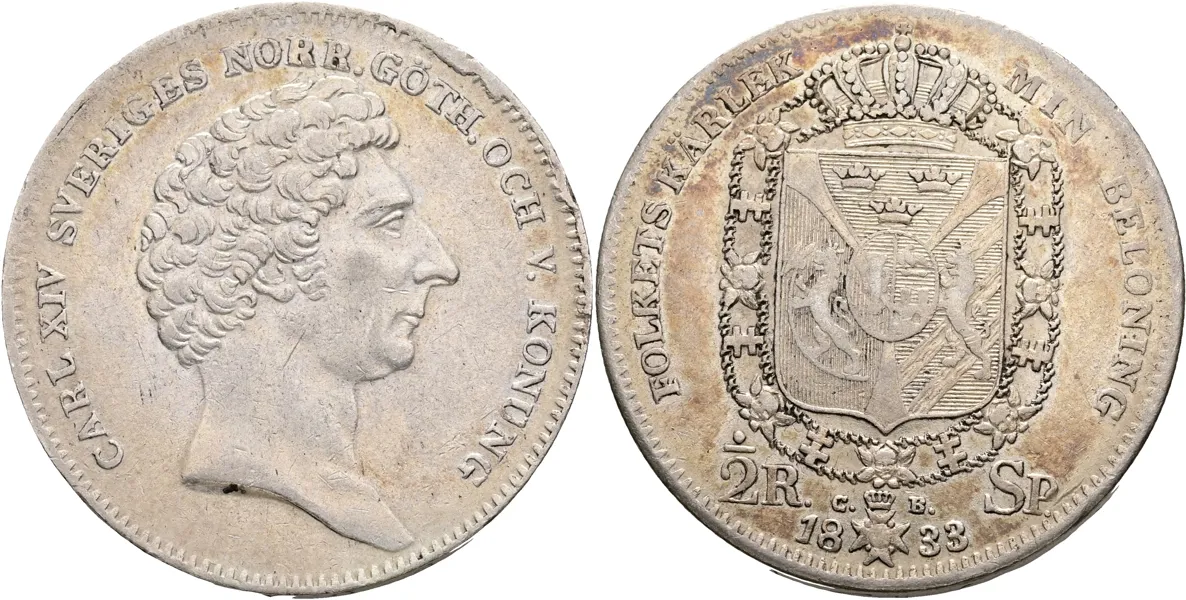 KARL XIV JOHAN (1818-1844). 1/2 riksdaler specie 1833