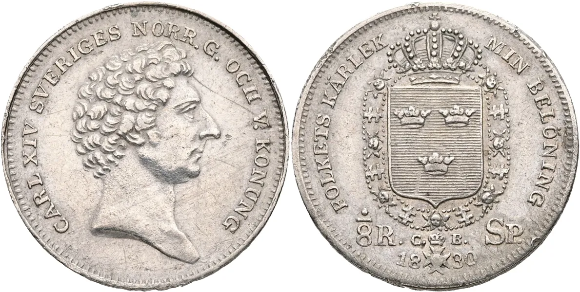 KARL XIV JOHAN (1818-1844). 1/8 riksdaler specie 1830