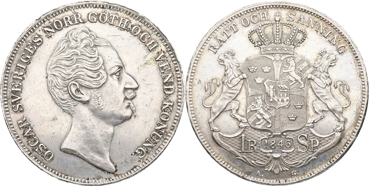 OSKAR I (1844-1859). Riksdaler specie 1846