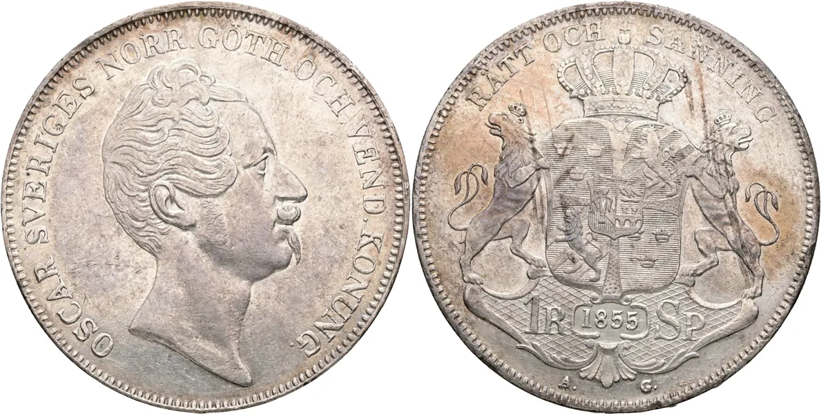 OSKAR I (1844-1859). Riksdaler specie 1855