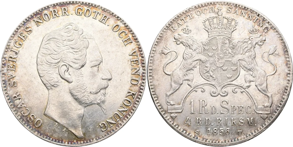 OSKAR I (1844-1859). 4 riksdaler riksmynt 1856
