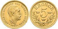 OSKAR II (1872-1907). 5 kronor 1882
